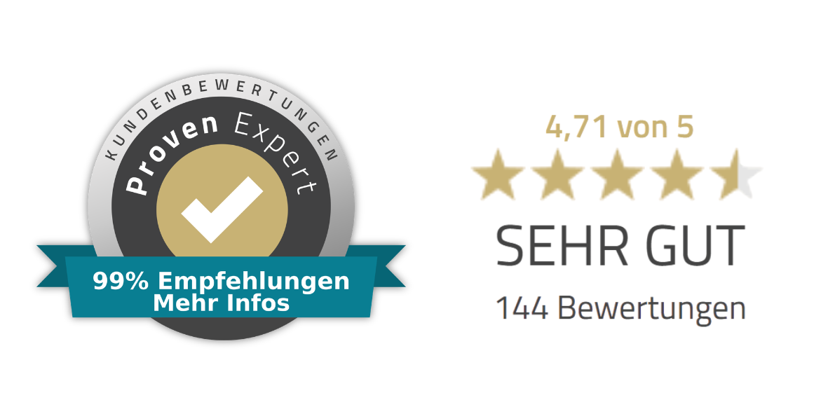 ProvenExpert – 4,71 von 5 – SEHR GUT – 144 Bewertungen